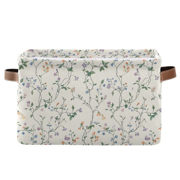 Flower Vine Foldable Storage Large Fabric Storage Baskets Organizer Storage Bins with Handles for Home Office