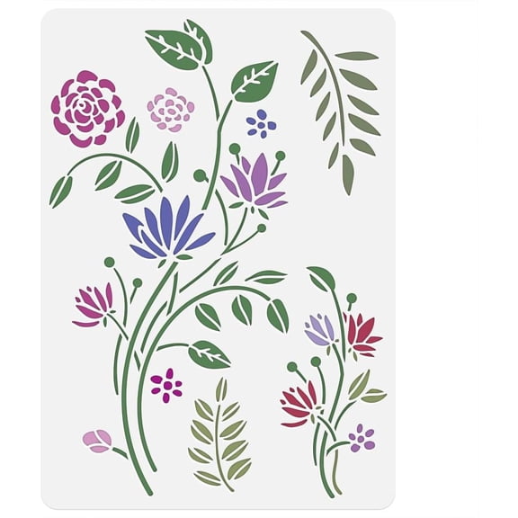 Flower Vine Wall Stencil Template Floral Pattern 11.7 x 8.3 Inch Plastic Reusable Art Stencil for Painting on Walls Floors Fabric Furniture Glass DIY Home Decor DIY