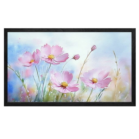 Flower Wall Art Pink Flower Rustic Landscape Floral Canvas Art Wall Decor For Bedroom Livingroom Office