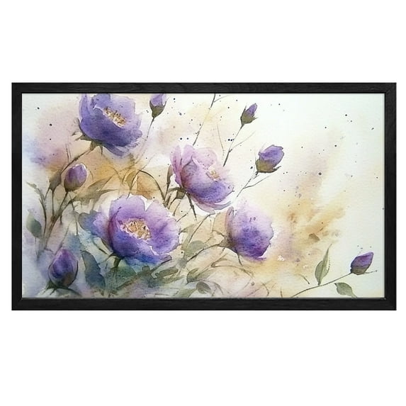 Flower Wall Art Violet Flower Rustic Landscape Floral Canvas Art Wall Decor For Bedroom Livingroom Office