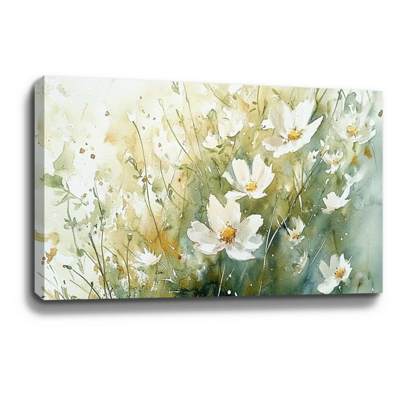 Flower Wall Art White Flower Rustic Landscape Floral Canvas Art Wall Decor For Bedroom Livingroom Office