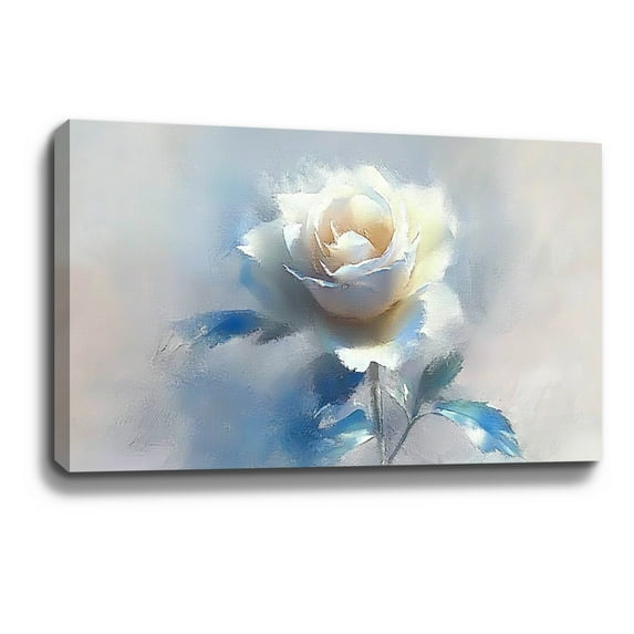 Flower Wall Art White Rose Rustic Landscape Floral Canvas Art Wall Decor For Bedroom Livingroom Office