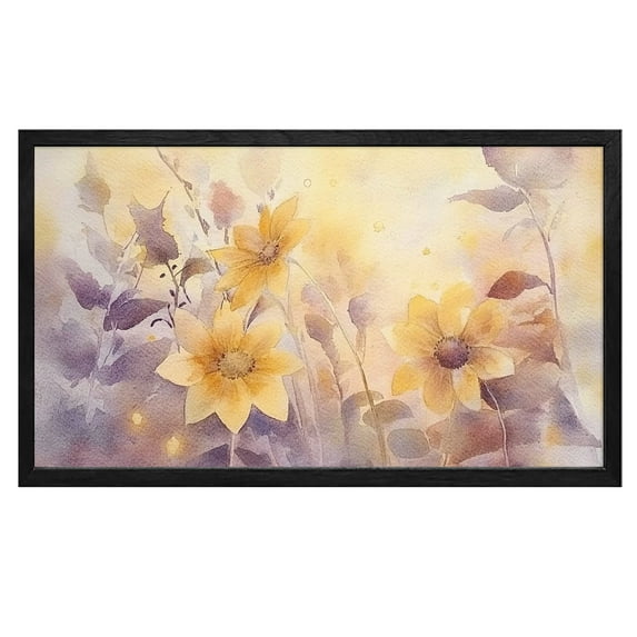 Flower Wall Art Yellow Flower Rustic Landscape Floral Canvas Art Wall Decor For Bedroom Livingroom Office