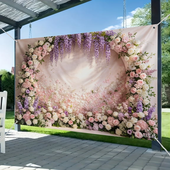 Flower Wall Backdrop Pink White Rose Wisteria Wedding Portrait Photography Background Floral Wall Bridal Shower Party Decorations Photo Studio Props (3) 51*59IN