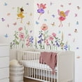 thumbnail image 1 of Flower Wall Decals Watercolor Wildflower Grass Butterflies Wall Stickers Peel and Stick Wall Art Spring Summer Decor for Girls Bedroom Living Room Home Office Wall Decor, 1 of 8