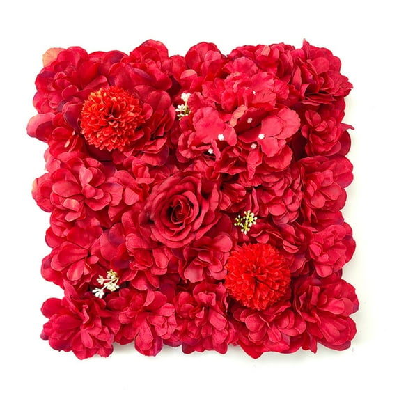Flower Wall Decor Verdsylv 1 Panel 3D Artificial Rose Flower Wall Decor 15X15 Inch, Faux Floral Diy Panel for Wedding Party Photo Backdrop Home Decoration, Wedding Backdrop Flowers, Red