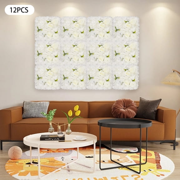 Flower Wall Panel-12pcs Artificial Flower Wall Background Silk Rose Mat for Wedding Backdrop Wall Decor Shop Photo Backdrop Floral Wall Arrangement