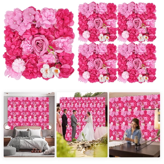 Flower Wall Panels 3D Silk Rose Floral Decorative Faux Flower Wall Background,Rose Floral Panel for Photo Background Home Party Wedding Backdrop Decoration,13x13 Inch