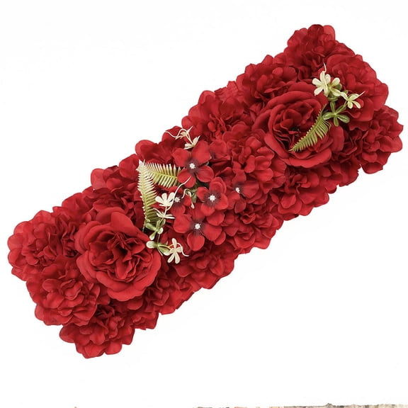 Flower Wall Panels Artificial Rose Flower Foam Fake Roses Panel Simulation Flower Wall Decoration Wedding Party Backdrop for Bridal Baby Shower Decor, 19.69X6.87in, red