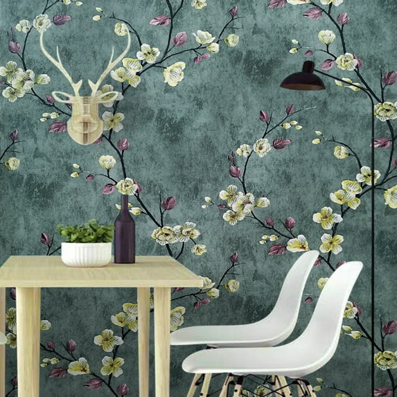Flower Wallpaper,Peel and Stick Wallpaper Self Adhesive Removable Wallpaper,Wall Covering Shelf Drawer Liner Vinyl Roll,17.7in x 9.85ft