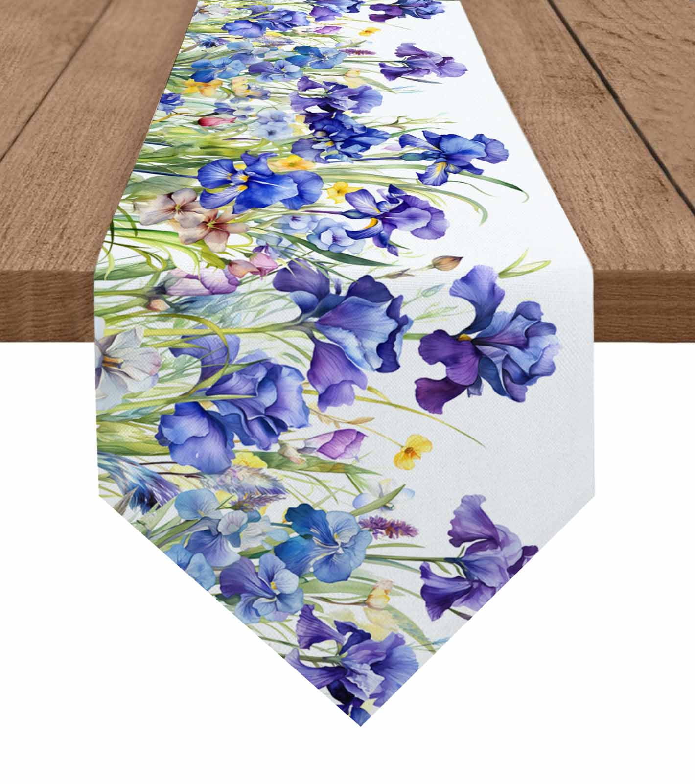 Flower Watercolor Butterfly Iris Home Decor Table Runner Wedding