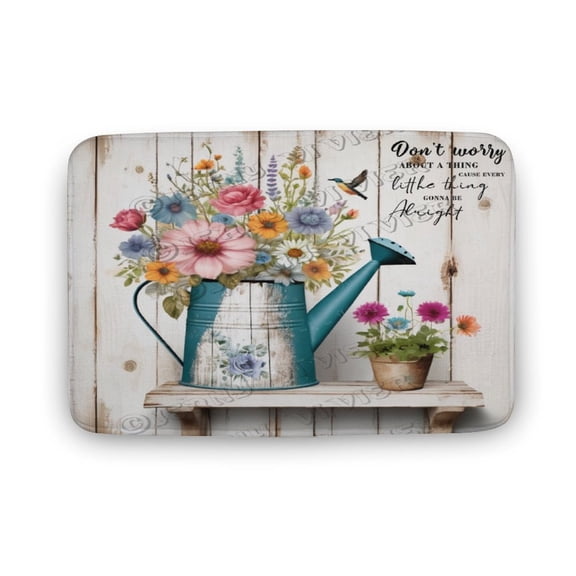 Flower Watering Can & Bird Bath Mat for Bathroom, Bathroom Mats Rugs No Slip,Washable Cover Floor Rug Carpets Floor Mat Bathroom Decorations 20"x32" for Kitchen Bedroom Indoor