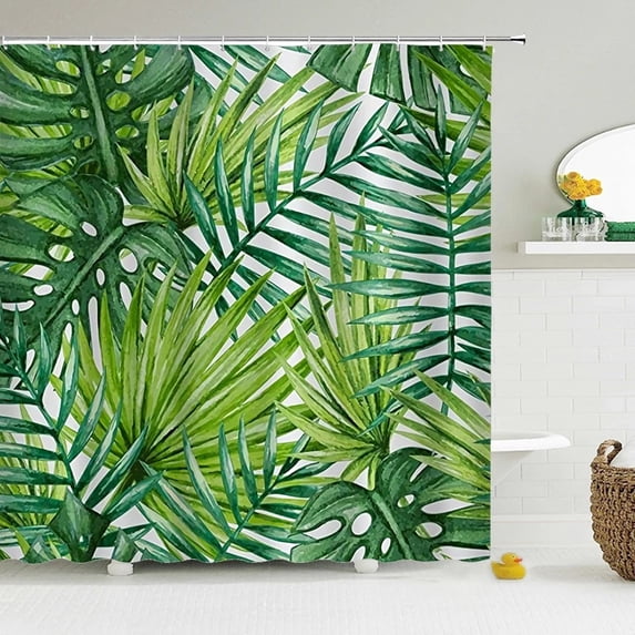 Flower Waterproof Shower Curtain Waterproof Polyester Fabric Bath Bathing Bathroom Curtains with 12 for Home Decorations
