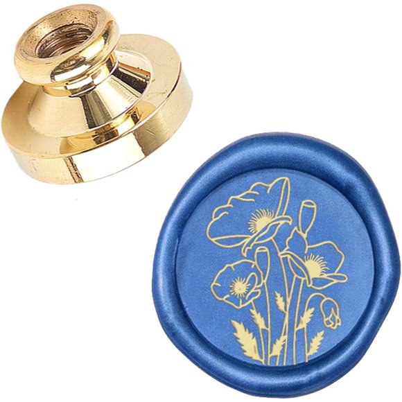 Flower Wax Seal Stamp Head Poppies Plant Pattern Series Replacement Sealing Brass Stamp Head Olny for Envelope Invitations Wedding Wine Package Scrapbooks Parcels Gift Party Greeting Cards