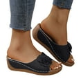 thumbnail image 1 of Flower Wedge Beach Slipper Sandals for Women 2025 Boho Casual Summer Women's Platform Walking Dress Slip on, 1 of 7