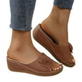 thumbnail image 1 of Flower Wedge Beach Slipper Sandals for Women 2025 Boho Casual Summer Women's Platform Walking Dress Slip on, 1 of 8