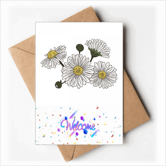 Flower White Chrysanthemum Welcome Back Greeting Cards Envelopes Blank