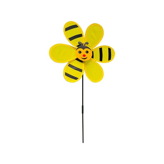 Flower Wind Spinner Garden Pinwheels Whirligigs Ladybug Bee Windmill Wind Spinner Pinwheel for Yard Garden Lawn Patio Outdoor Decor Yellow