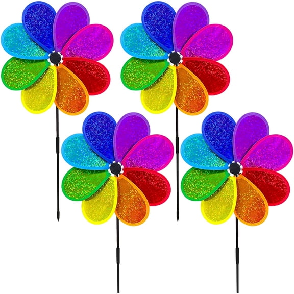 Flower Wind Spinner Sparkly Lawn Pinwheel  Garden Windmill for Garden, Party, Outdoor, Yard Decor