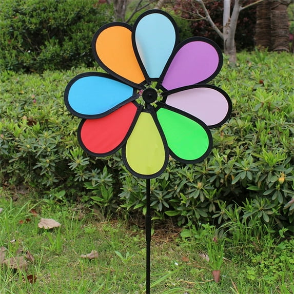 Flower Wind Spinners, Cloth Lawn Pinwheels Outdoor Windmills for Party Decorations/Yard/Garden, Flower Pinwheels Toys