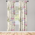 thumbnail image 1 of Flower Window Curtains, Garden Theme Vintage Flora Illustration With Branches on Lattice Backdrop, Lightweight Decor 2-Panel Set with Rod Pocket, Pair of - 28"x95", Pale Camel Pale Pink, by Ambesonne, 1 of 1