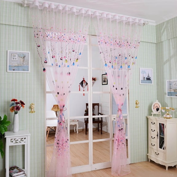Flower Window Sheer Curtain Voile Panel Balcony Door Decor 79x39 Inches