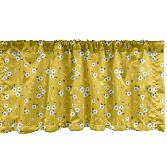 Ambesonne Flower Valance Pack of 2, Anemones and Branches, 54"X18", Earth Yellow White