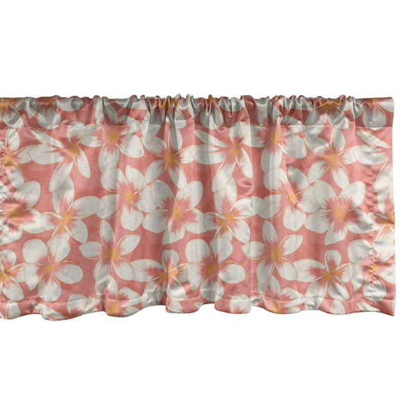 Ambesonne Flower Valance Pack of 2, Pastel Frangipani Floral Art, 54"X12", Coral Marigold Eggshell