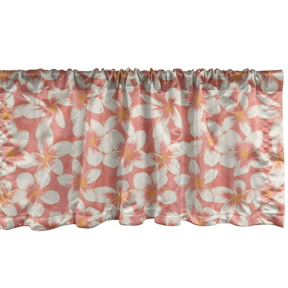 Ambesonne Flower Valance Pack of 2, Pastel Frangipani Floral Art, 54"X18", Coral Marigold Eggshell