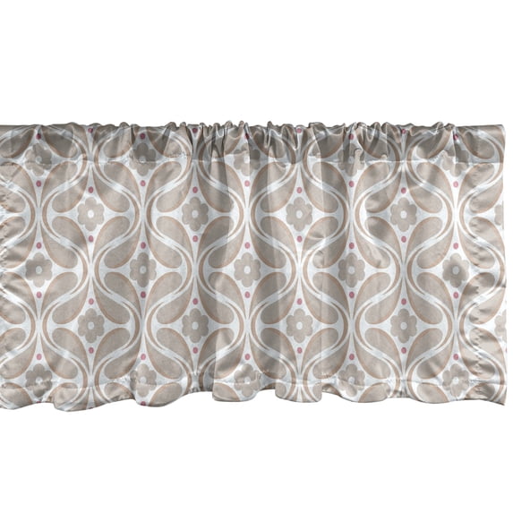 Flower Window Valance, Vintage Style Minimalist Designed Blossom Pattern on Plain Background, Curtain Valance for Kitchen Bedroom with Rod Pocket, 54" X 18", Blue Grey and Eggshell, by Ambesonne