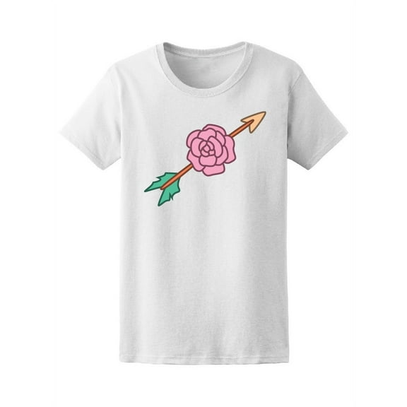 Flower With Arrow. Simple Art T-Shirt Women -Image by Shutterstock, Female Large