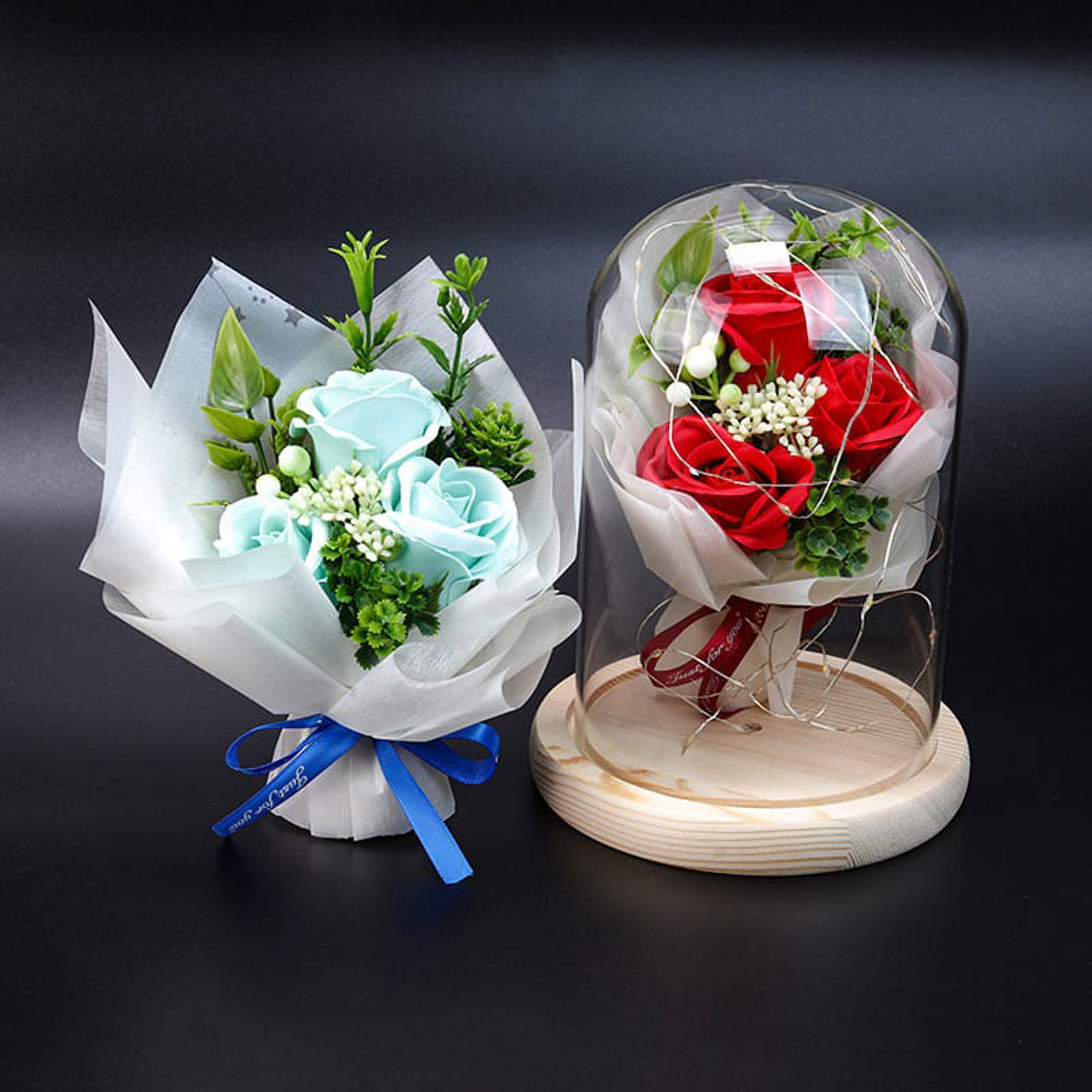 Catekro Glass Roses, Colorful Artificial Flowers With LED Warm light on  Christmas Anniversary Valentine's Day Mothers Day Girlfriend Birthday Gifts（Red）  