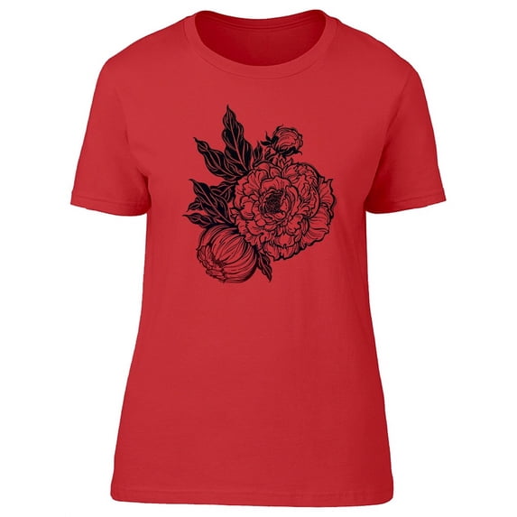 Flower With Leaves And Buds T-Shirt Women -Image by Shutterstock, Female XX-Large