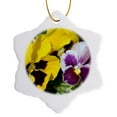thumbnail image 1 of 3drose, Flower with Yellow with Purple and Lavendar with Violet Insides, 3 inch Snowflake Porcelain Ornament, 1 of 7