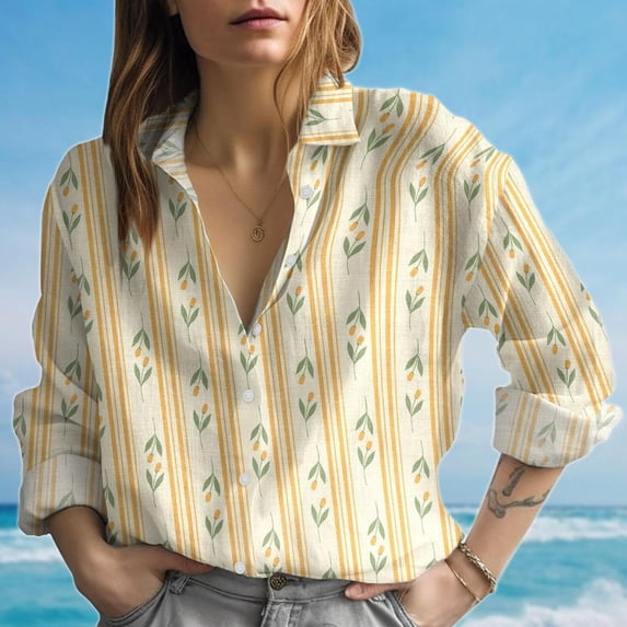 Flower Women Casual Shirt, Flower Women Shirt, Floral Women's Blouses Shirt, Retro Botanical Shirt, Floral Nature Shirt, Garden Lover Gift