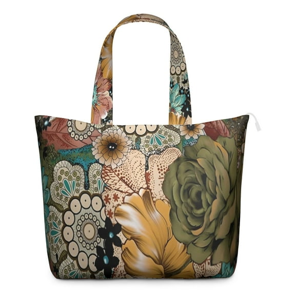 Flower Women's Large Weekend Travel Bag Moving Canvas Handbag Thick Double Layer Beach Weekend Travel Unisex Hospital Maternity Delivery with Toiletry Waterproof