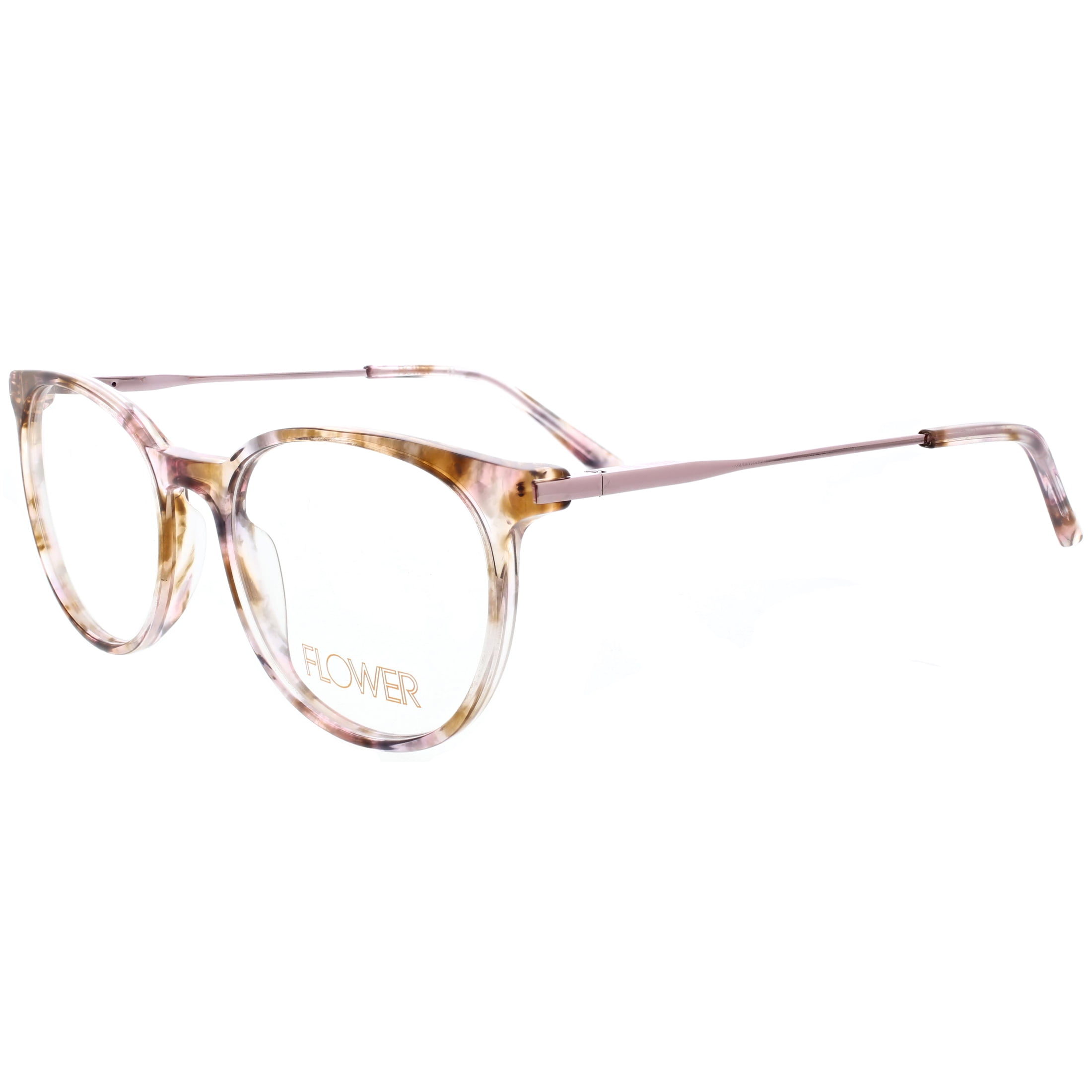 Flower Women's Prescription Eyeglasses, FLR6048 Azalea, Pink/Brown