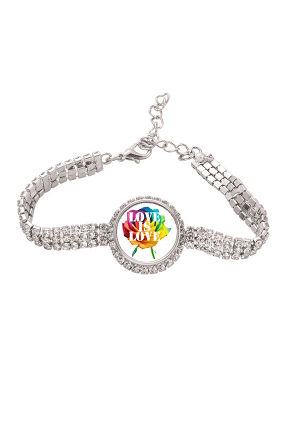 Flower Wrap Identifies Rainbow Equality Tennis Chain Anklet Bracelet Diamond Jewelry