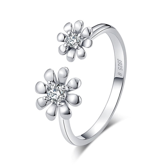 Flower Wrap Ring for Women Cubic Zirconia Sterling Silver Ginger Lyne Collection