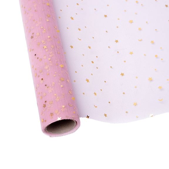 Flower Wrapping Mesh Fabric with Gold Star Moon Pattern for Gifts Packaging Material Wedding Florist Supplies 19" x 5Yard