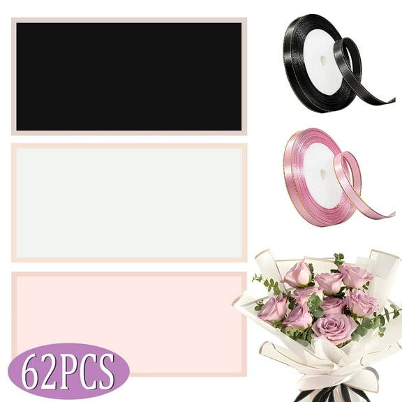 Flower Wrapping Paper Waterproof Flower Bouquet Wrapping Paper for Wedding Graduation Supplies 62Pcs