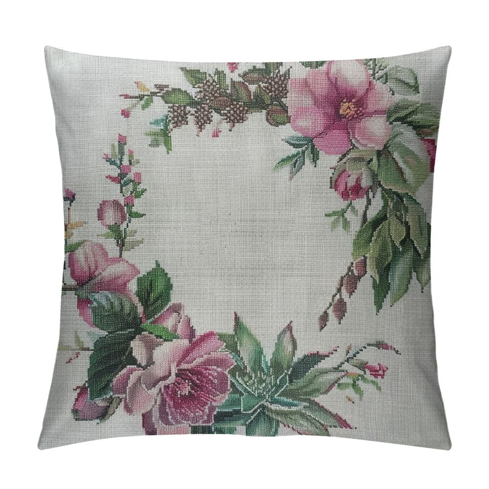 18x18 Inch Cactus Throw Pillow Cover - Cotton Linen Desert Succulent Decorative Cover - View #6