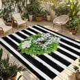 thumbnail image 1 of Flower Wreath Outdoor Rug for Patio/Deck/Porch, Non-Slip Large Area Rug 5 x 7 Ft, Farmhouses Bow-Knot Black Stripes Indoor Outdoor Rugs Washable Area Rugs, Reversible Camping Rug Carpet Runner, 1 of 8