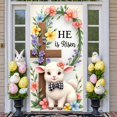 thumbnail image 1 of Flower Wreath Resurrection Banner Cute Lamb Easter Display Wooden Cross Colorful Flowers Lamb Theme Background for Easter Celebration Church Event Resurrection Sunday, 1 of 9