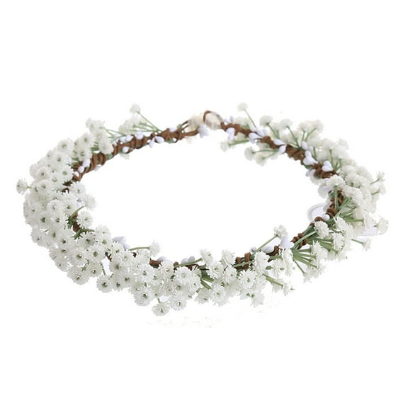 Flower Wreath Wedding Hairband With Realistic Flower Elegant Headwear For Bride