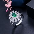 thumbnail image 1 of Flower Yellow Blue Green Ring for Women Silver Plated Cubic Zirconia Jewelry, 1 of 9
