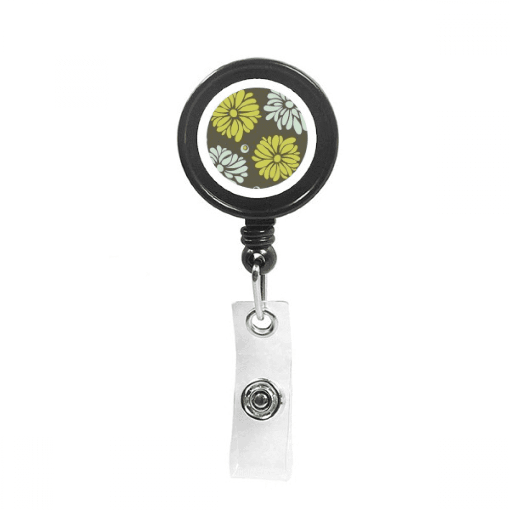 Flower Yellow Chrysanthemum Flower  Retractable Keychain Badge Holder ID Badge