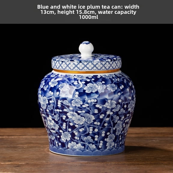 Flower and Bird General Jar Tea Jar Large Ceramic Sealed Jar Moisture-proof Household Gift Tea Box Tea Packaging Jar