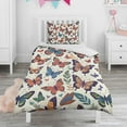 thumbnail image 1 of Flower and Butterfly Duvet Cover and Pillowcase Set for Single Bedding, Bedroom Accessories for Kids Teens, 1 of 5