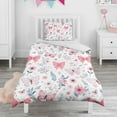 thumbnail image 1 of Flower and Butterfly Duvet Cover and Pillowcase Set for Single Bedding, Bedroom Accessories for Kids Teens, 1 of 5